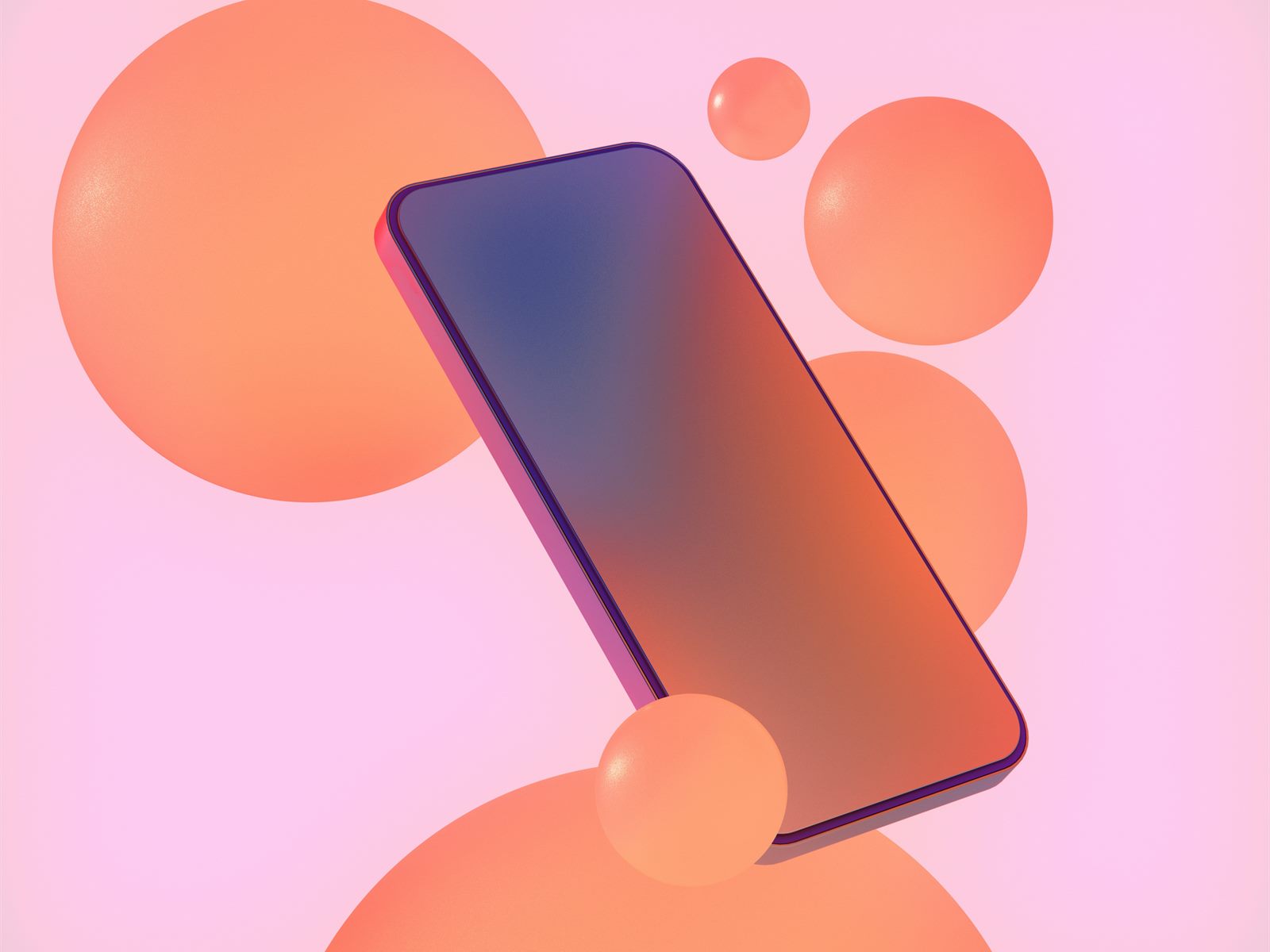 Stylised illustration: smartphone with a small floating universe of geometric primitives around it